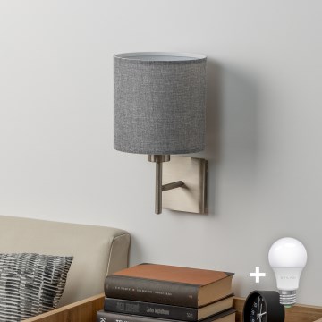 Eglo - LED Sienas lampa TUNJA 1xE27/60W/230V matēts hroms/pelēka