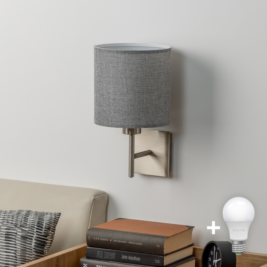 Eglo - LED Sienas lampa TUNJA 1xE27/60W/230V matēts hroms/pelēka