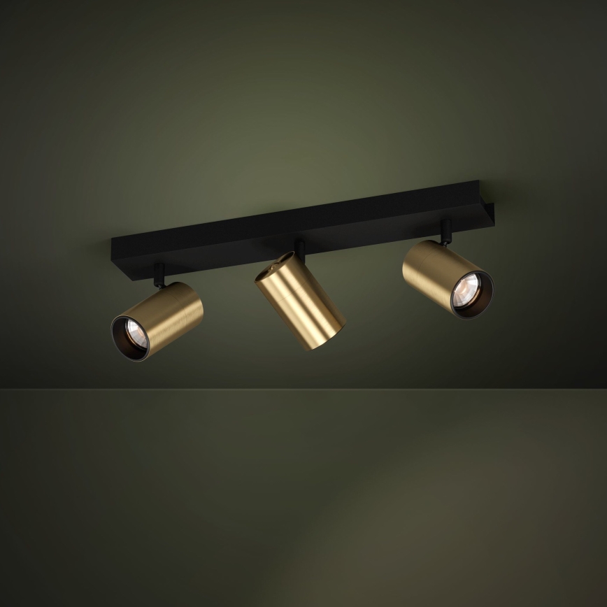 Eglo - LED Starmetis 3xGU10/4,5W/230V 3000K melna/zelta