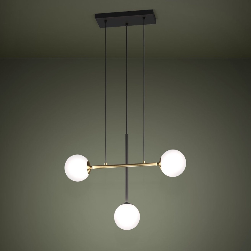 Eglo - Lustra ar auklu 3xE14/40W/230V zelta/melna