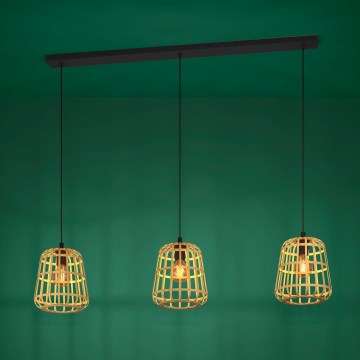Eglo - Lustra ar auklu 3xE27/40W/230V bambusa