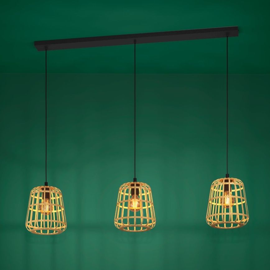 Eglo - Lustra ar auklu 3xE27/40W/230V bambusa