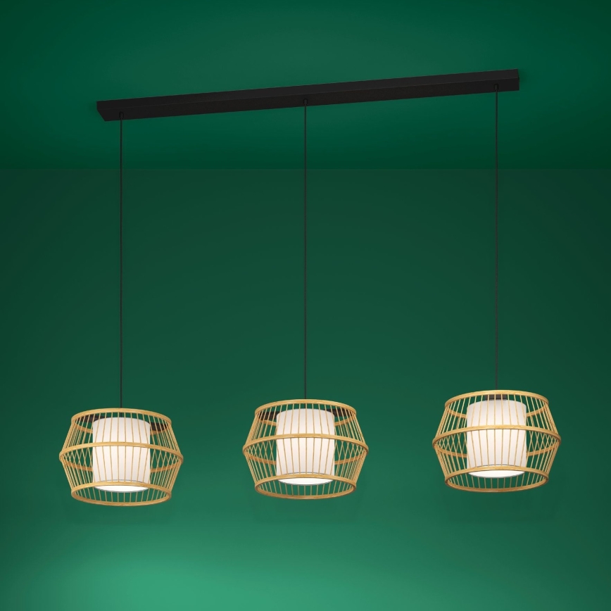 Eglo - Lustra ar auklu 3xE27/40W/230V bambusa