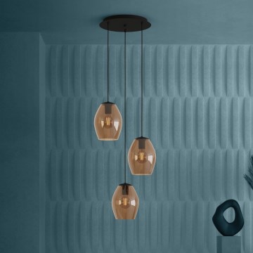 Eglo - Lustra ar auklu 3xE27/40W/230V brūna