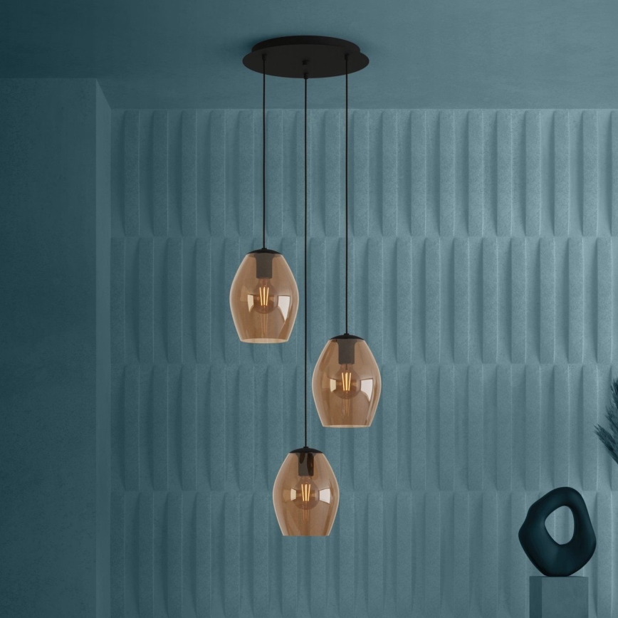 Eglo - Lustra ar auklu 3xE27/40W/230V brūna