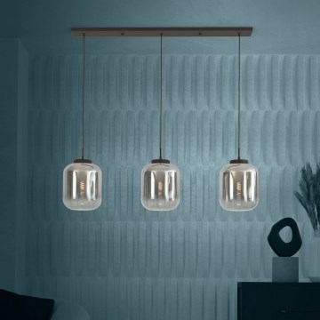 Eglo - Lustra ar auklu 3xE27/40W/230V dūmakains