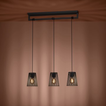 Eglo - Lustra ar auklu 3xE27/40W/230V melna