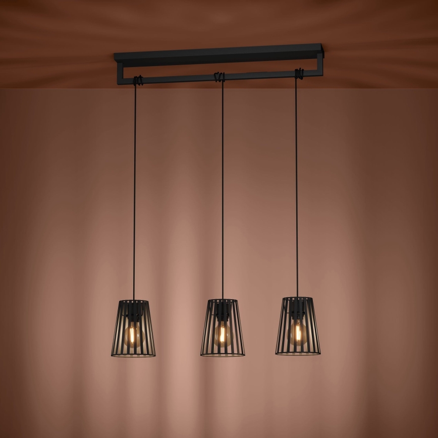 Eglo - Lustra ar auklu 3xE27/40W/230V melna