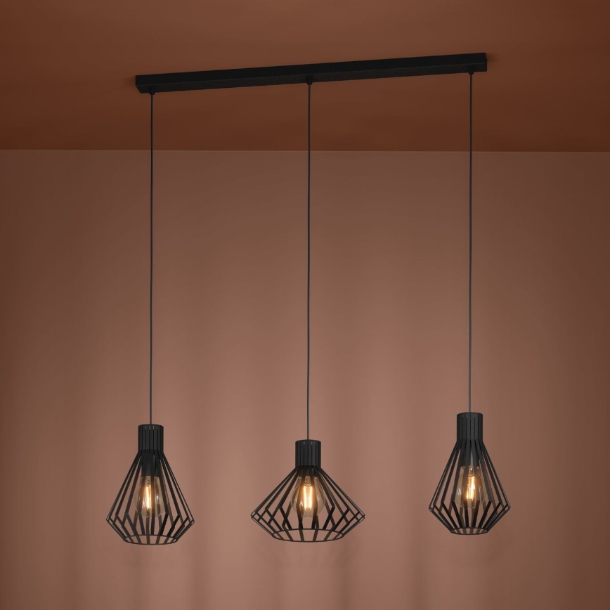Eglo - Lustra ar auklu 3xE27/40W/230V melna