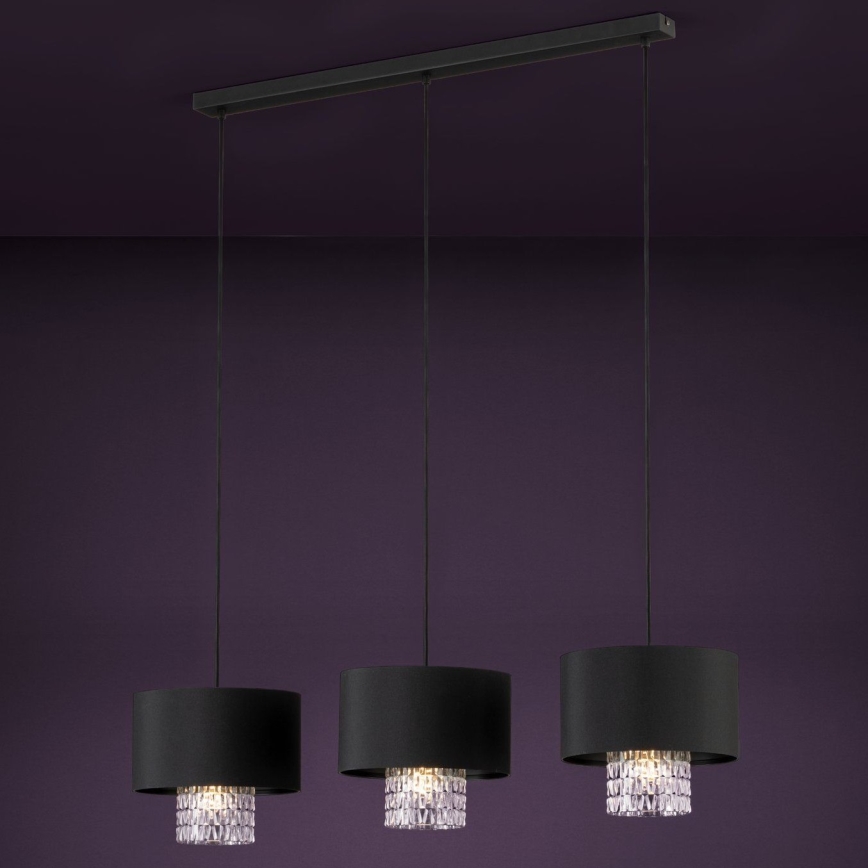 Eglo - Lustra ar auklu 3xE27/40W/230V melna