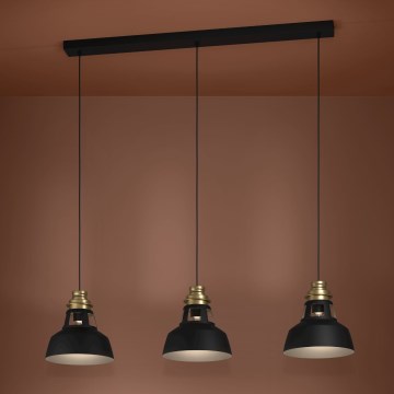 Eglo - Lustra ar auklu 3xE27/40W/230V melna/zelta