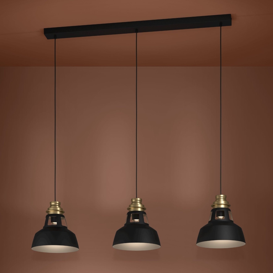 Eglo - Lustra ar auklu 3xE27/40W/230V melna/zelta