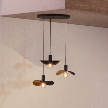 Eglo - Lustra ar auklu 3xE27/40W/230V melna/zelta