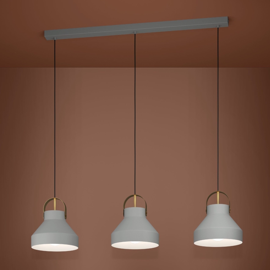 Eglo - Lustra ar auklu 3xE27/40W/230V pelēka