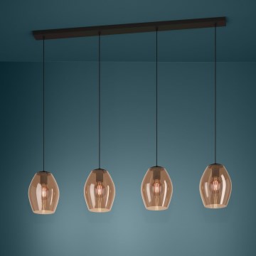 Eglo - Lustra ar auklu 4xE27/40W/230V brūna