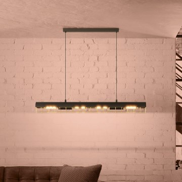 Eglo - Lustra ar auklu 4xE27/40W/230V melna/zelta