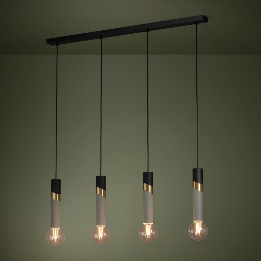 Eglo - Lustra ar auklu 4xE27/40W/230V melna/zelta