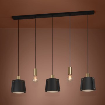 Eglo - Lustra ar auklu 5xE27/40W/230V melna/zelta