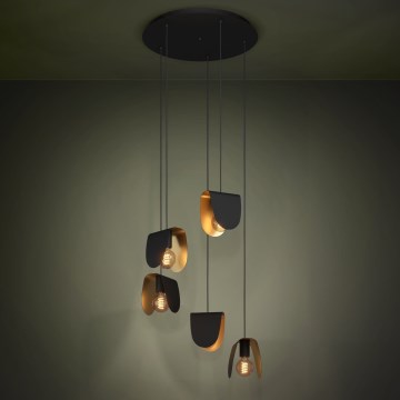 Eglo - Lustra ar auklu 5xE27/40W/230V melna/zelta
