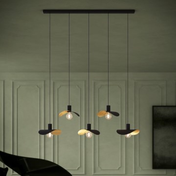 Eglo - Lustra ar auklu 5xE27/40W/230V melna/zelta
