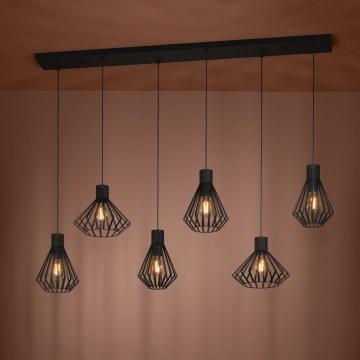 Eglo - Lustra ar auklu 6xE27/40W/230V melna