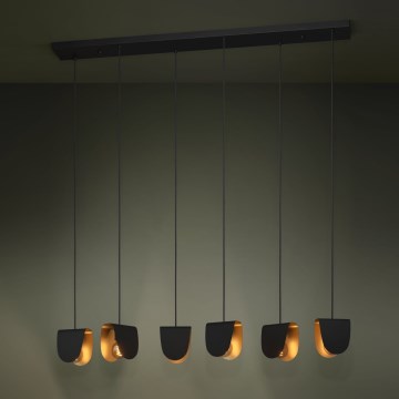 Eglo - Lustra ar auklu 6xE27/40W/230V melna/zelta