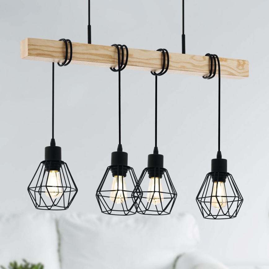 Eglo - Lustra ar auklu TOWNSHEND 4xE27/60W/230V