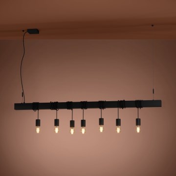 Eglo - Lustra ar auklu TOWNSHEND 7xE27/40W/230V melna