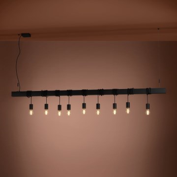Eglo - Lustra ar auklu TOWNSHEND 9xE27/40W/230V melna