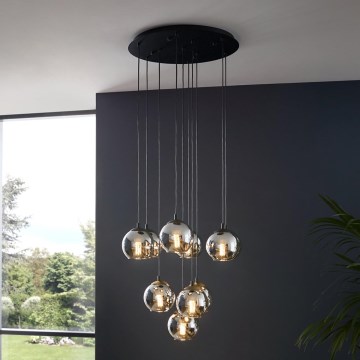 Eglo - lustra uz kabeļa, 10 x E27, 40 W, 230 V, melna/spīdīgi hromēta