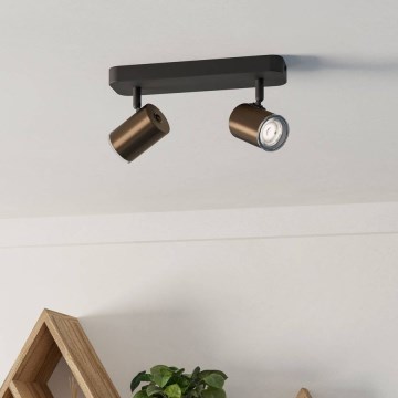 Eglo - Vannas istabas virziena gaismeklis 2xGU10/5W/230V IP44 melns/brūns