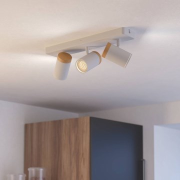 Eglo - Vannas istabas virziena gaismeklis 3xGU10/3W/230V IP44 balta/bēša