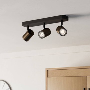 Eglo - Vannas istabas virziena gaismeklis 3xGU10/5W/230V IP44 melns/brūns