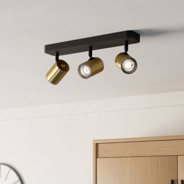 Eglo - vannas istabas virziena gaismeklis 3xGU10/5W/230V IP44 melns/zelts