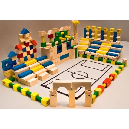 EkoToys - Krāsainas koka klucīši 500 gab. no bērzs koka