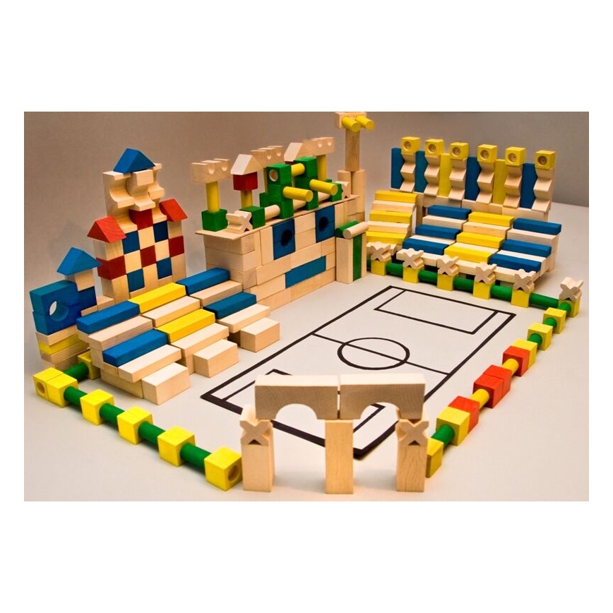 EkoToys - Krāsainas koka klucīši 500 gab. no bērzs koka