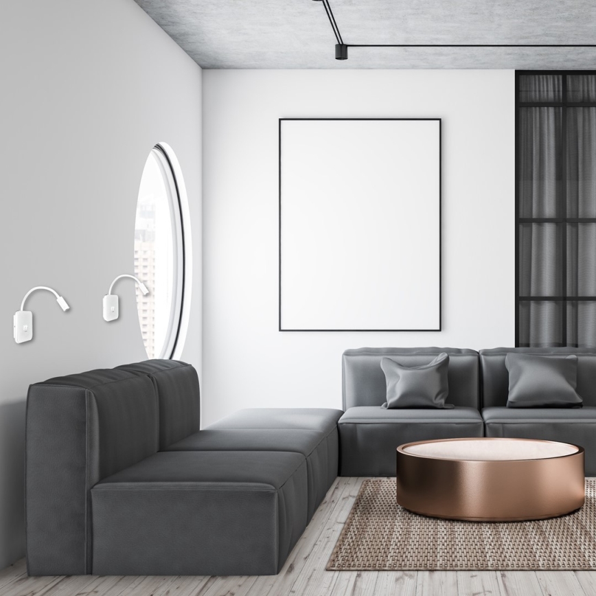 Elastīga LED sienas lampiņa ar USB BASE LED/8W + LED/2W/230V, balta