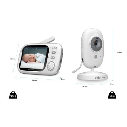 ELDONEX EBM-1010-WH - Bērnu video rūtiņa ar monitoru 5V/2000 mAh