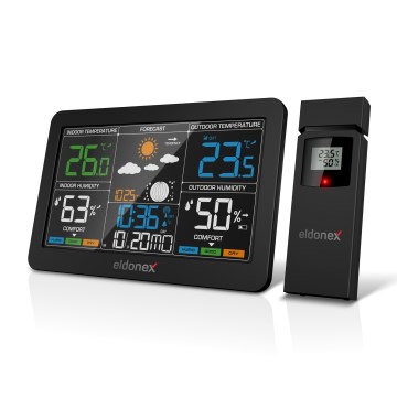 ELDONEX EWS-1010-BK - Meteostacija ar LCD ekrānu 2xAAA melna