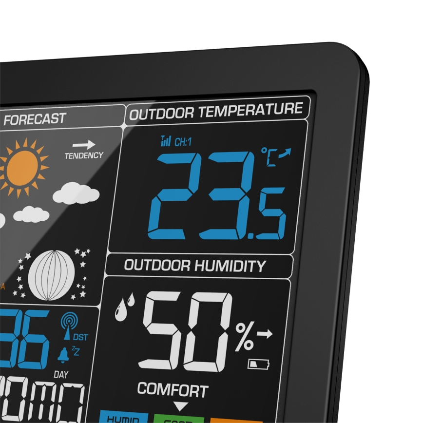 ELDONEX EWS-1010-BK - Meteostacija ar LCD ekrānu 2xAAA melna