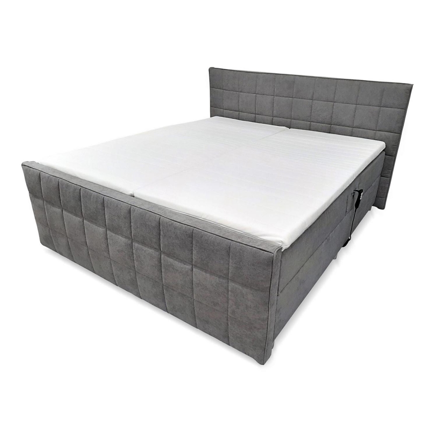 Electric adjustable upholstered bed with mattresses and topper HELEN 180x200 cm pelēka