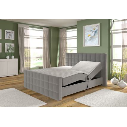 Electric adjustable upholstered bed with mattresses and topper HELEN 180x200 cm pelēka