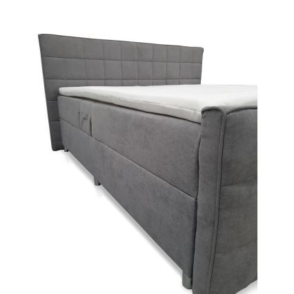Electric adjustable upholstered bed with mattresses and topper HELEN 180x200 cm pelēka