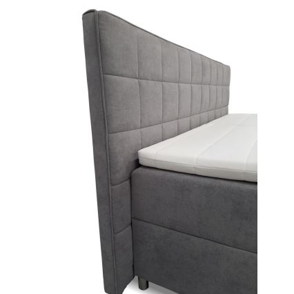 Electric adjustable upholstered bed with mattresses and topper HELEN 180x200 cm pelēka