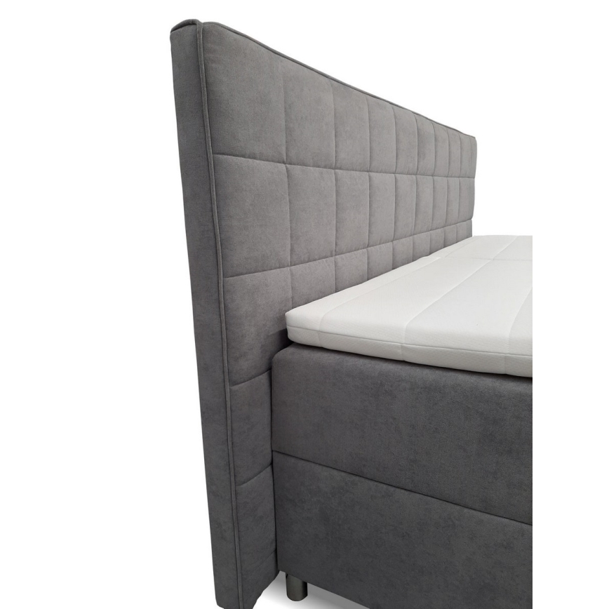 Electric adjustable upholstered bed with mattresses and topper HELEN 180x200 cm pelēka