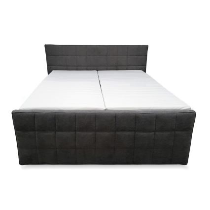 Electric adjustable upholstered bed with mattresses and topper HELEN 180x200 cm pelēka