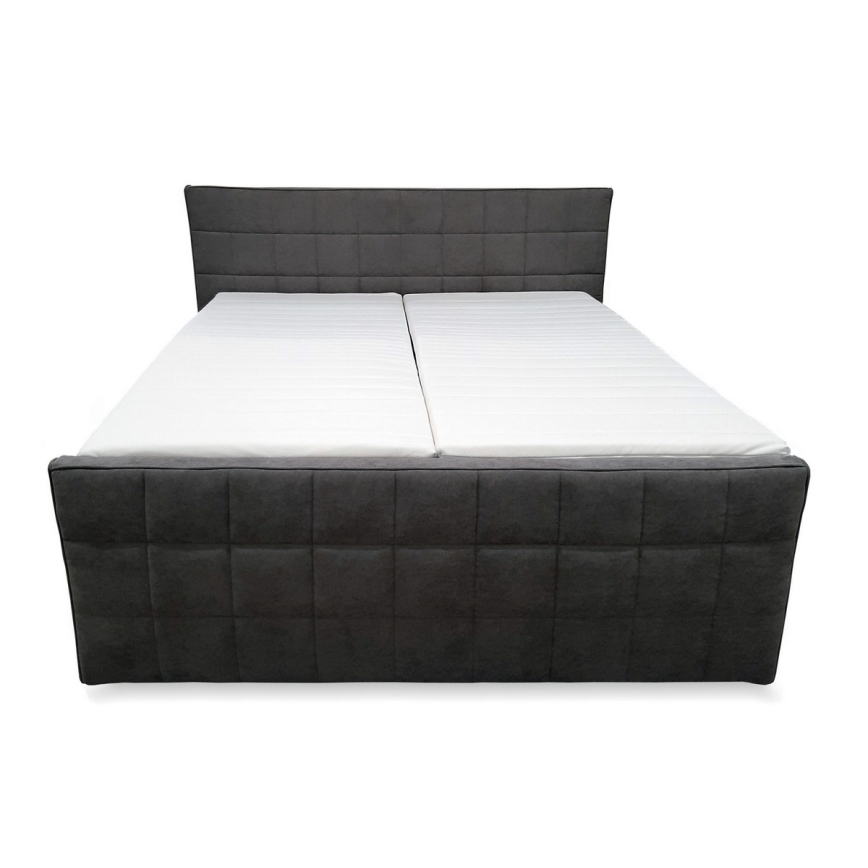 Electric adjustable upholstered bed with mattresses and topper HELEN 180x200 cm pelēka