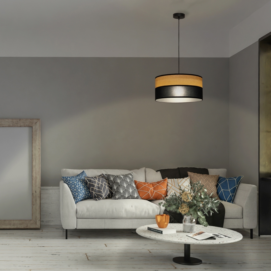 Elegantā karājoša lustra ALBA uz troses 1x E27/15W/230V Ø 45 cm melna/brūna