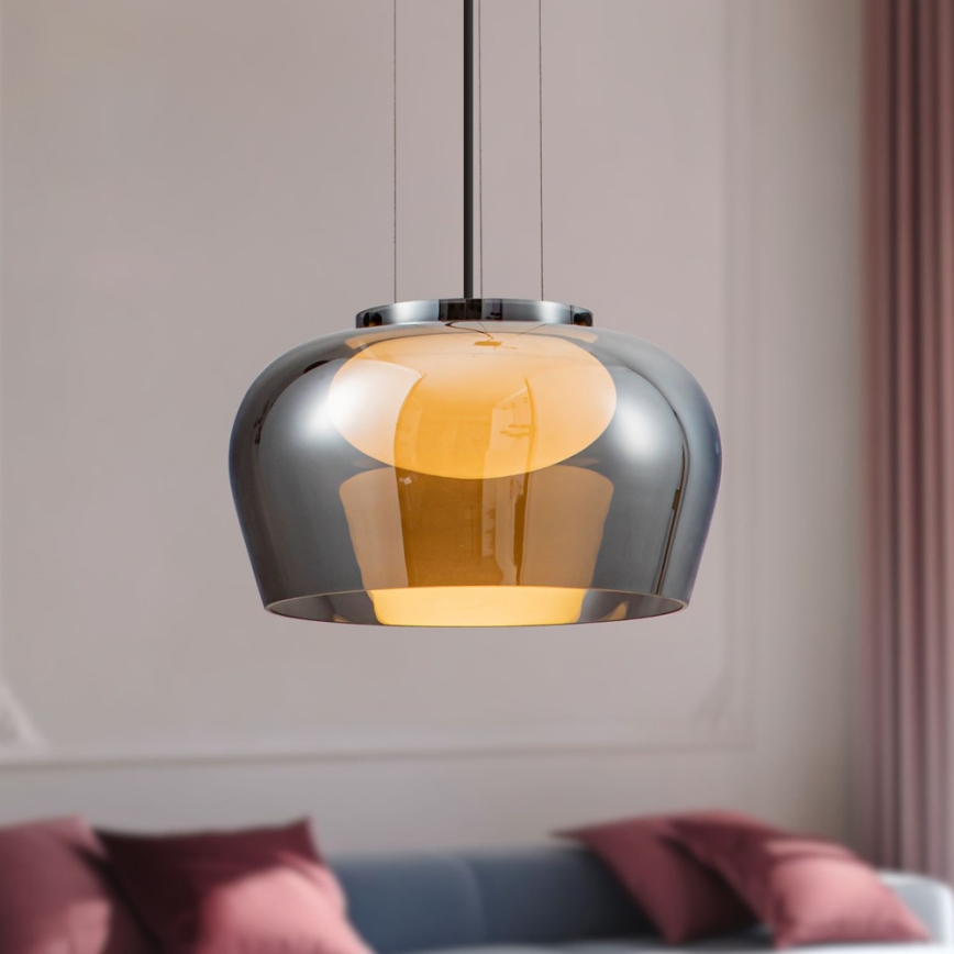 Eleganta piekaramā lustra uz troses INSIEME, 1xGX53/10W/230V, Ø 35 cm, dūmaina melna