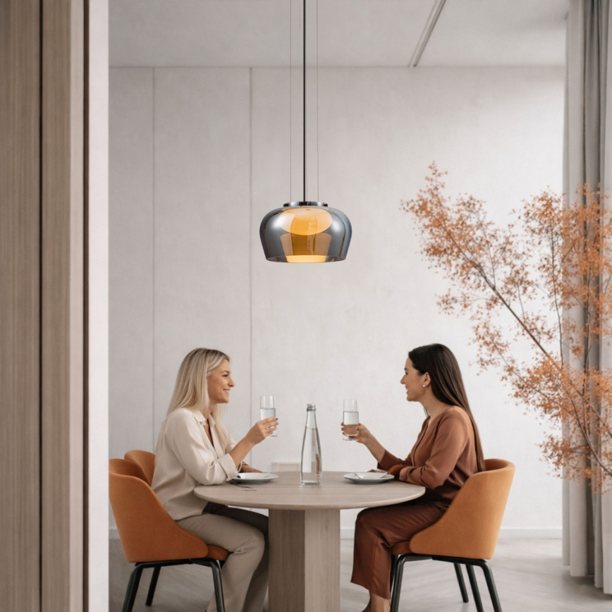 Eleganta piekaramā lustra uz troses INSIEME, 1xGX53/10W/230V, Ø 35 cm, dūmaina melna